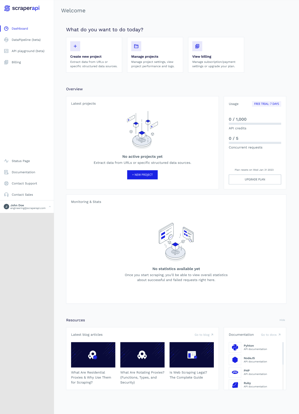 ScraperAPI: Platform Redesign — screenshot